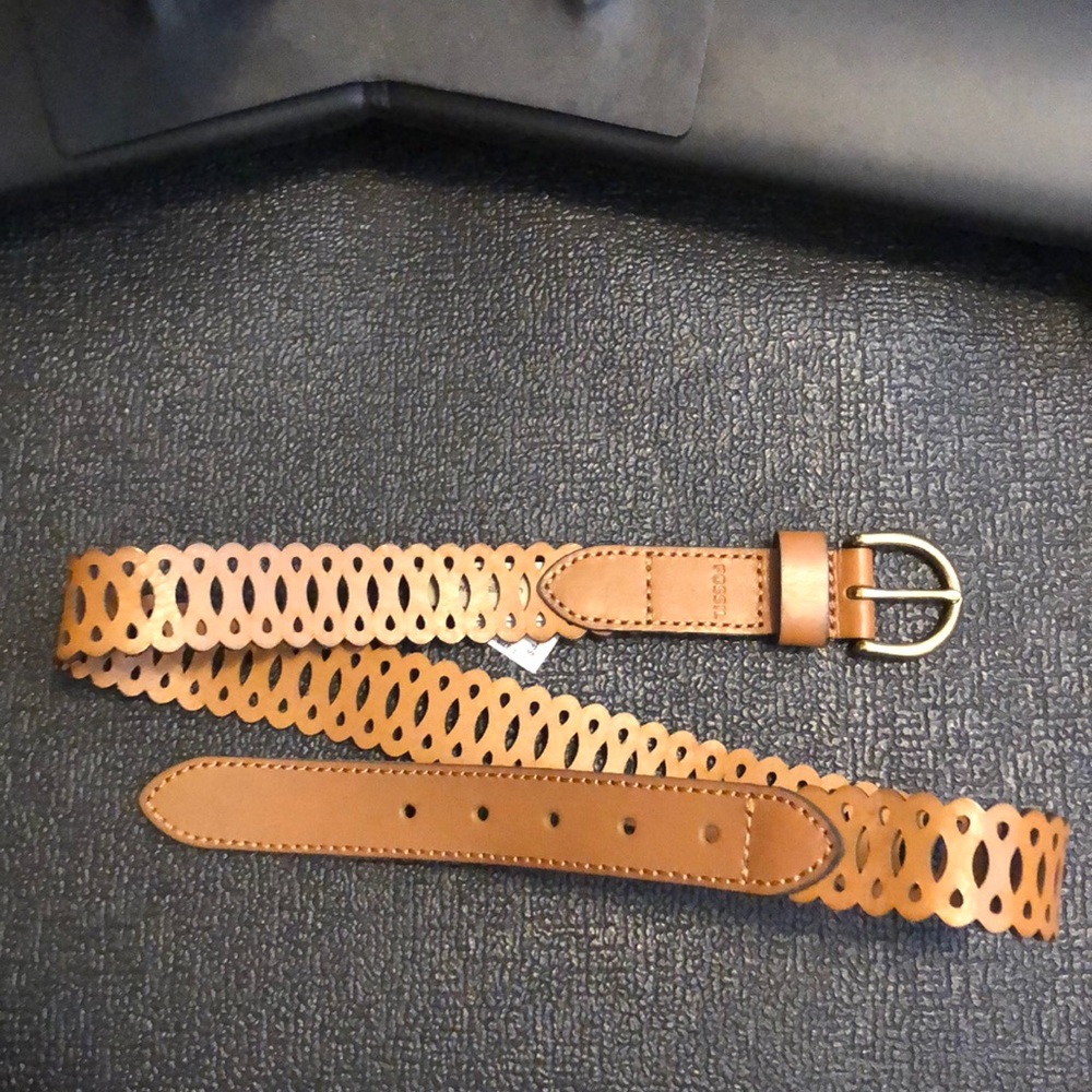 Fossil perforated leather belt